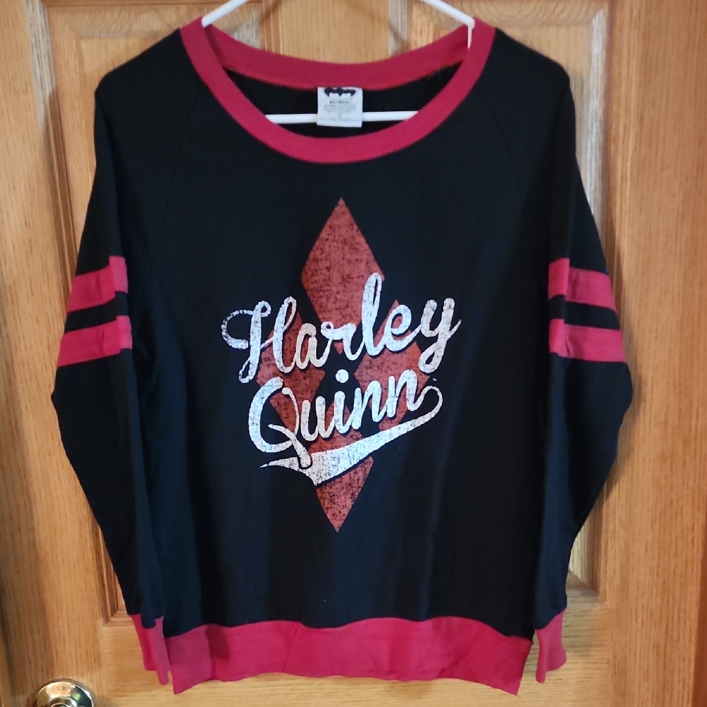 Harley Quinn Black and Red Long Sleeve Sweatshirt Size Medium